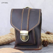 LEACOOL Genuine Leather Waist Bag For Men Belt Pack Belt Cigarette Case Leather Hook Bum Bag Outdoor Fanny Waist Bag Phone Pouch 2024 - compre barato