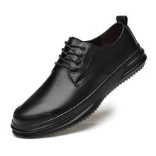 Zapatos de oficina clásicos para hombre, calzado de vestir de cuero de vaca genuino, puntiagudos, planos, de negocios, color negro 2024 - compra barato