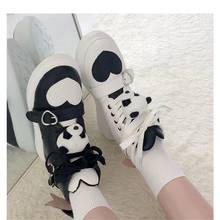 Zapatos de estilo coreano Harajuku para mujer, de alta ayuda, con lazo, princesa Kawaii, fiesta de té, Cos Loli, punta redonda, para Halloween 2024 - compra barato