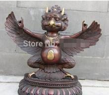 Tibet Red Copper Bronze Gilt Redpoll Winged Garuda God Bird Eagle Buddha Statue 2024 - buy cheap