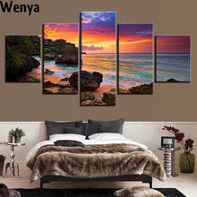 Pintura en lienzo de estilo Harry, imágenes artísticas de pared, 5 pinturas brillantes al atardecer, decoración del hogar, sala de estar, impresiones, carteles de paisaje de playa 2024 - compra barato