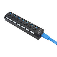 Concentrador de red USB 3,0, divisor Multi USB 3,0, 3 adaptadores, 7 puertos, expansor múltiple 2,0, con interruptor para PC con luz 1 en 7 2024 - compra barato