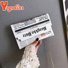 Yogodlns Fashion News Paper Shoulder Bag Women PU Leather Chains Crossbody Bag Small Flap Messenger Bag Trendy Lady Handbag sac 2024 - buy cheap