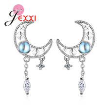 Wholesale Genuine JEXXI Earrings For Women Girls Hollow Moon And Blue Planet Shape Stud Earrings Fast Shipping 2024 - buy cheap