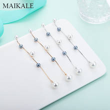 MAIKALE Top Quality Plated Tassel Chain Long Earrings with Pearl Gold  Black Pearl Drop Earrings for Women Jewelry Gifts 2024 - buy cheap