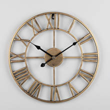 Reloj de pared de hierro para sala de estar, cronógrafo silencioso con números romanos y movimiento, diseño moderno y Simple, 24 pulgadas 2024 - compra barato