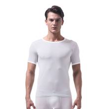 Man Undershirts Ice Silk Ultra-thin Sheer T Shirts Short Sleeves See Through Tops Fitness Sleepwear Camisetas Male Top Tee 2024 - buy cheap