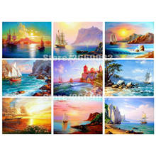 Pintura de diamantes 5D DIY, decoración del hogar, paisaje, mosaico bordado de mar, arte de diamantes, regalos de navidad TT1733 2024 - compra barato