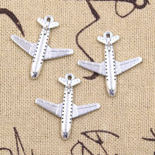 10 pçs berloques avião de passageiro 26x25mm pingentes antigos cor de prata faça você mesmo joias de busca tibetana artesanal 2024 - compre barato