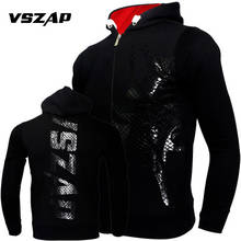 VSZAP Fitness Sweatshirt MUAY THAI Broadcasting Hoodie Muay Thai Fighting Fitness Lotus Printed MMA Zipper Jacket 2024 - buy cheap