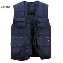 Men Vest Cotton Jacket Autumn And Winter Brand Sleeveless Coat  Thicken Warm Casual Photography Waistcoat Fishing Gilet Homme 2024 - buy cheap