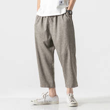 Men Oversize Wide Leg Pants 2020 Mens Straight Casual Ankle-Length Pants Chinese Style Summer Male Harem Pant 2024 - buy cheap