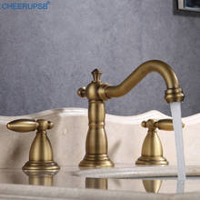 Three Hole Bathroom Faucet Retro Brass Gold Black Faucet Hot Cold Water Mixer Basin Tap Dual Handle Deck Mount Torneira Banheira 2024 - buy cheap