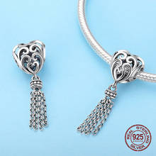 womak New hot sale 925 sterling silver elegant heart tassel pendant fit original 3MM charm bracelet beads jewelry DIY 2024 - buy cheap