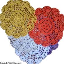 Modern lace cotton placemat cup tea coffee coaster mug kitchen table place mat cloth round Crochet drink doilies Christmas pad 2024 - buy cheap