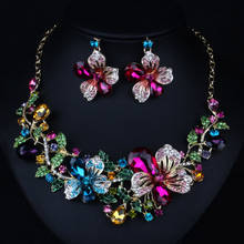 zlxgirl Colorful Enamel Flower necklace & earring jewelry sets for women gifts fashion women's couple accessory sets 2024 - buy cheap