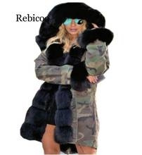 Rebicoo winter jacket women new long parka fur coat big fake fur fox fur collar hooded parkas thick outerwear stree style 2024 - buy cheap