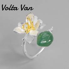 Volta Van-anillos de plata de ley 925 para mujer, joyería fina elegante, Vintage, flor de Fotus, anillo de plata de apertura hermosa 2021 2024 - compra barato