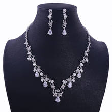 Floralbride-Conjunto de joyería de boda para mujer, conjunto de collar y pendientes de circonia cúbica de cristal con diamantes de imitación, joyería para damas de honor 2024 - compra barato