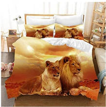 Juego de ropa de cama con estampado 3D de leones, edredón y funda de almohada, ropa de cama, textiles para el hogar, tamaño doble, Queen y King 2024 - compra barato