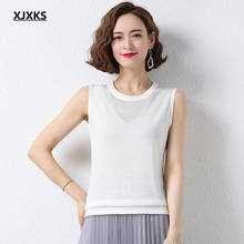 XJXKS 2021 summer new women sleeveless T-shirt solid color all-match comfortable thin women knitted top 2024 - buy cheap