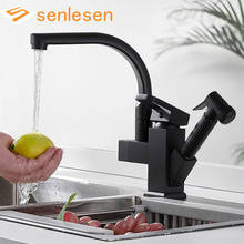 Senlesen Kitchen Faucet Matte Black Copper Deck Mounted Pull Out Sprayer Led Spout Single Handle Hot and Cold Water Mixer Tap 2024 - buy cheap