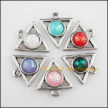 12 AB Shivering Resin Pendants Triangle Mixed Charms Tibetan Silver 19.5x21mm 2024 - buy cheap