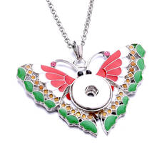 New Colorful Butterfly Snap Button Necklace Jewelry Fit 18mm Metal Snap Buttons Jewelry Snap Pendant Necklace 2024 - buy cheap