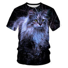 Мужская футболка с коротким рукавом, Повседневная футболка с 3D рисунком животного мира Китти, лето 2021 2024 - купить недорого