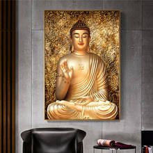 Pinturas en lienzo de Buda de Color dorado, carteles e impresiones Giclee, Cuadros, imágenes artísticas de pared para sala de estar, decoración del hogar sin marco 2024 - compra barato