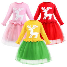 Vestidos infantiles de manga larga para niñas, disfraz de unicornio de dibujos animados, de princesa, ropa de Navidad, Verano 2024 - compra barato