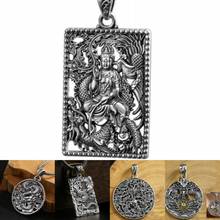 BOCAI S999 Sterling Silver Pendant Hollow Out Avalokitesvara Rectangle Round Pure Argentum Buddha Statue Amulet for Men Women 2024 - buy cheap