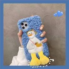 Silicone Phone Case For Samsung A21S A71 A51 A70 A50 A72 A52 A42 A32 A02S A02 S21fe Fashion Duck Plush Back Cover for Galaxy A12 2024 - buy cheap