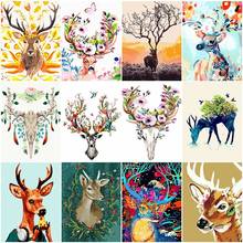 AZQSD Modern DIY Oil Painting By Numbers Deer Hand Painted Canvas Wall Picture Art Animal Home Decoration YHGC064 2024 - buy cheap