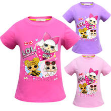 Новая хлопковая мультяшная футболка Lol Surprise Doll с коротким рукавом, детская одежда с коротким рукавом для девочек, одежда для девочек, детская летняя одежда 2024 - купить недорого