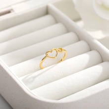 Anéis românticos de coração femininos e masculinos, anel aberto de dedo anel de ouro para casal, presente, acessórios de joias bff 2024 - compre barato