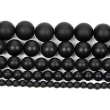 4-12mm Natural Stone Beads Loose Round Frosted Black Agates Stone Beads For Jewelry Making DIY Charm Bracelet Necklace Handmade 2024 - buy cheap