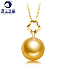 Ys série de luxo 18k sólido ouro com real 3 pces 0.020ct diamante natural 9-11mm do mar do sul pérola pingente colar 2024 - compre barato