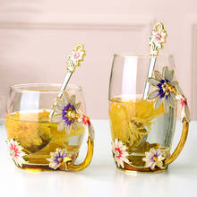 Creative Chrysanthemum Glass Cup High Temperature Resistance Coffee Milk Juice Tea Cups Durable Enamel Transparent Drinkware 2024 - buy cheap