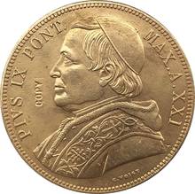 Copia de monedas chapada en oro de 24 K, 1866 Estados italianos, 100 Lire - Pius IX 2024 - compra barato