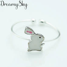 DreamySky New Trendy Silver Color  Rabbit Ear Rings For Women Men Boho Vintage Jewelry Adjustable Size Finger Rings 2024 - buy cheap