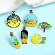 Cartoon Potted Plant Lemon Tree Enamel Pins Custom Cactus Aloe Lemon Perfume Bottle Brooches Lapel Badge Jewelry Gift Friends 2024 - buy cheap
