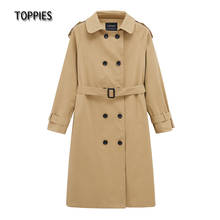 Toppies casaco feminino blusão primavera casaco de trincheira dupla peito casaco longo feminino estilo coreano 2021 2024 - compre barato
