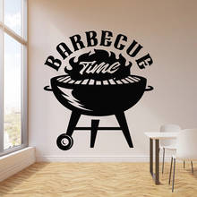 Barbecue Time Wall Decal Cooking BBQ Food Grill Logo Door Window Vinyl Stickers Bar Restaurant Interior Decor Wallpaper A5098 2024 - buy cheap