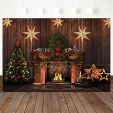 Merry Xmas Photography Background Christmas Tree Fireplace New Year Board Backdrop Photo Children Party Decoration Banner Studio 2024 - buy cheap