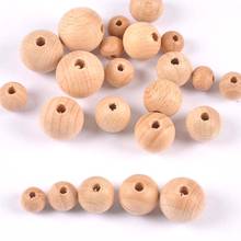 Contas de bola de madeira de faia natural, 50-10 peças espaçador de contas para fazer jóias 10-20mm mt2228 2024 - compre barato