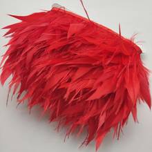 Hermosa cinta de plumas de avestruz y pavo Natural rojo de 1 yarda, 10-15cm/4-6 pulgadas para vestido de boda/Decoración de suministros artesanales 2024 - compra barato