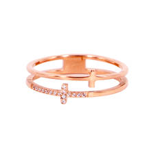 YUN RUO 316 L Titanium Steel Jewelry  Two Cross Pave Mosaic Zircon Weeding ring Rose Gold Fashion Woman Birthday Gift Never Fade 2024 - buy cheap