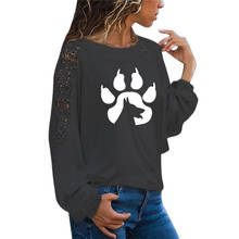 Paw Prints Dog Animal Print Female T Shirt Funny Teeshirt Women Clothing Casual Long Sleeve Large Size Loose Lace Tops Tee 2024 - buy cheap