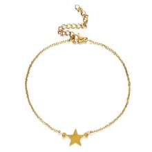Pulsera dorada con forma de estrella para mujer, brazalete de cadena de acero inoxidable, joyería de longitud ajustable 2024 - compra barato